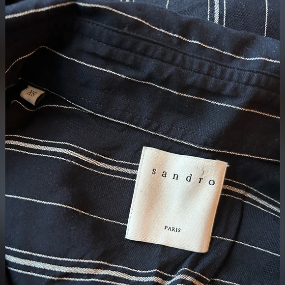 Sandro Paris blue striped button up top. ?unisex. Label XS. So cute! - Picture 5 of 7
